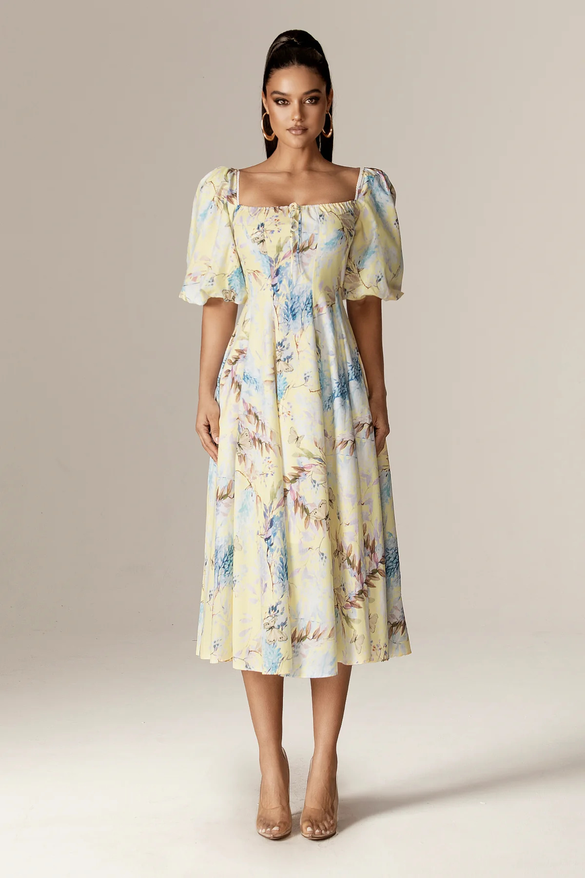 Altha Floral Print Corset Mini Dress (Blush Swirl)