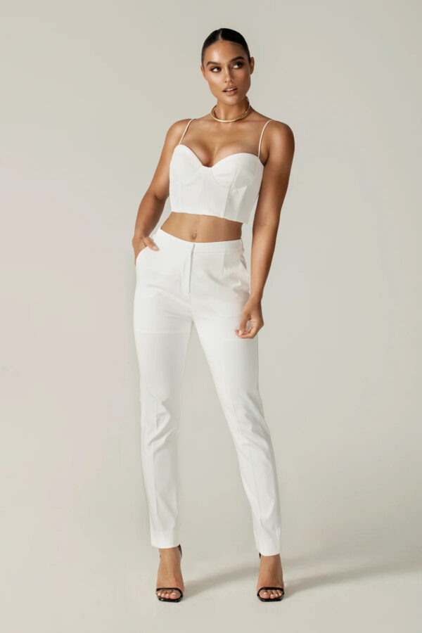 Cleo Tailored Straight Pants (Off White)