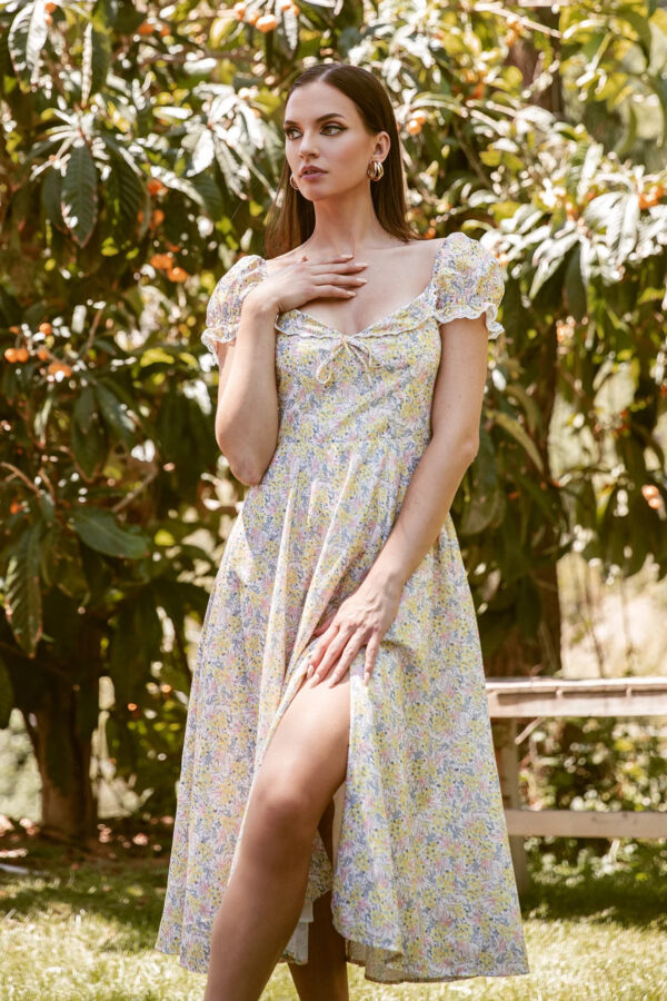 Kentra Sweetheart Puff Sleeves Midi Sundress (English Garden) - Image 2