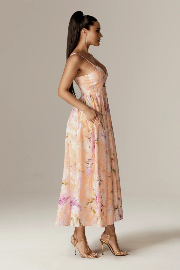 Sione Cutout Midi Dress (Coral Butterfly Meadow) - Image 9