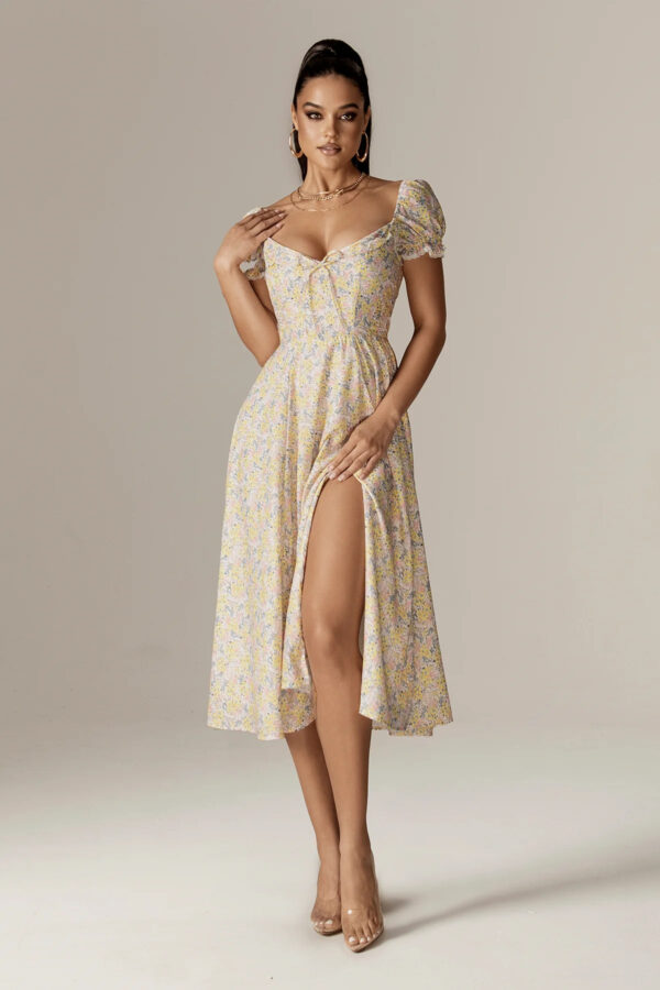 Kentra Sweetheart Puff Sleeves Midi Sundress (English Garden) - Image 7