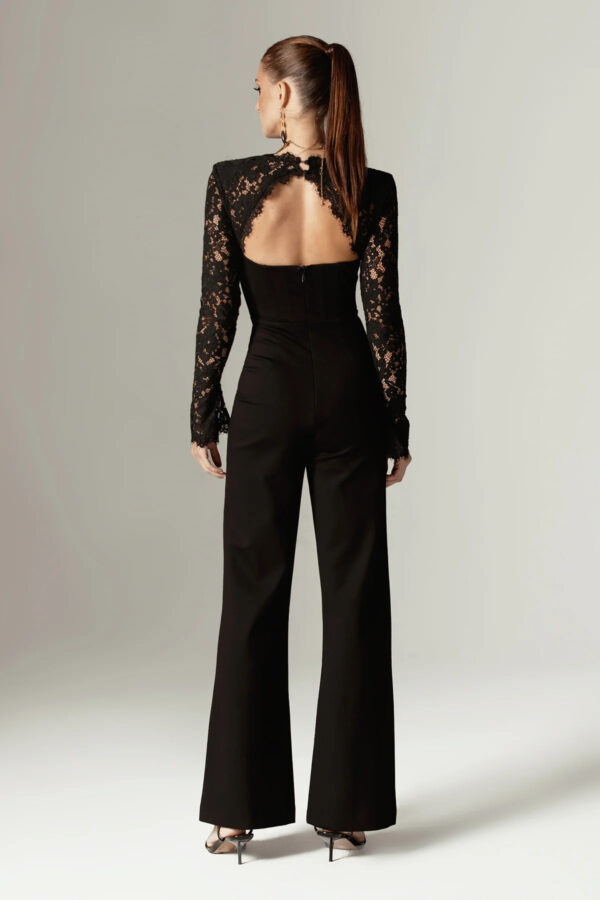 Marisol Guipure Lace Corset Jumpsuit (Black) - Image 6