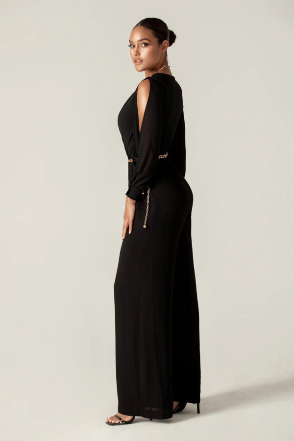 Serah Crepe Slit Sleeves Jumpsuit (Black) - Image 7