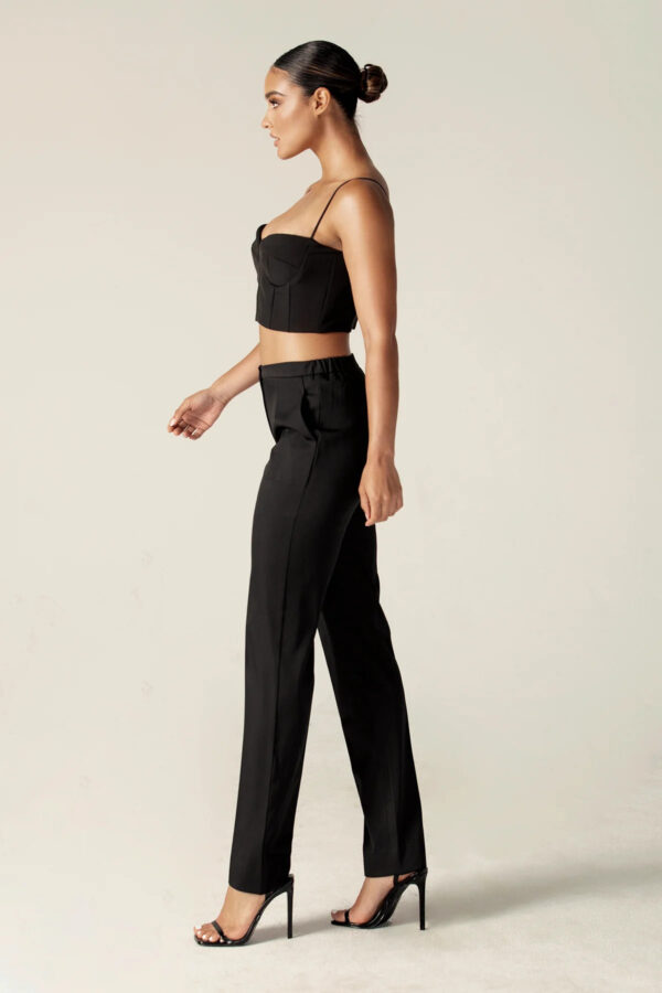 Cleo Tailored Straight Pants (Black) - Image 3
