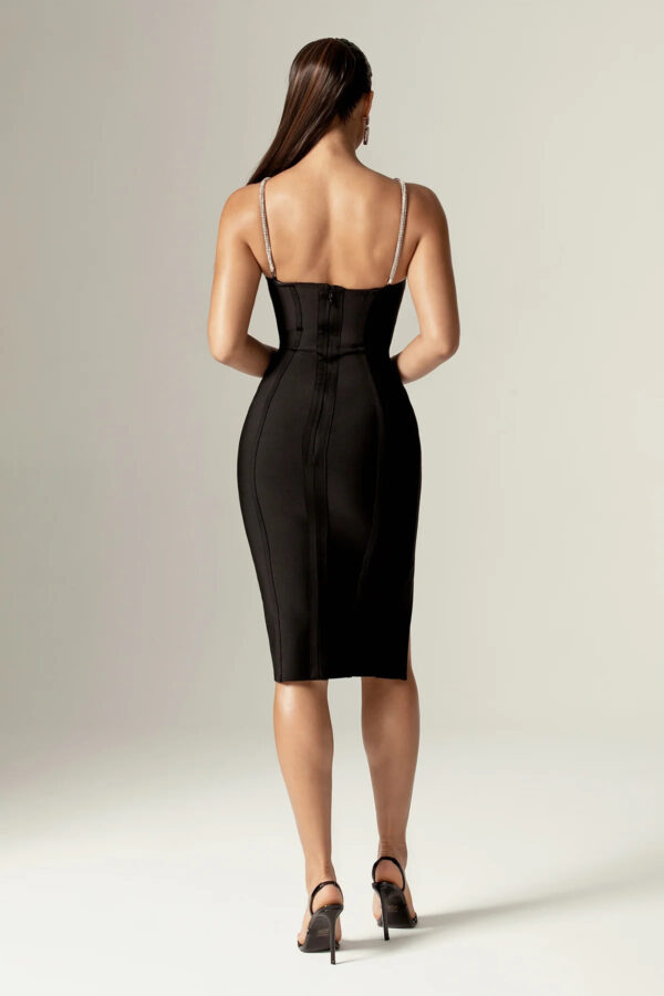 Gizelle Crystallized Bandage Midi Dress (Black) - Image 6