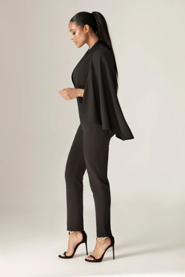 Lyla Crepe Slit Sleeves Jumpsuit (Black) - Image 6
