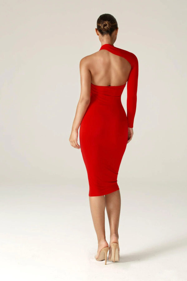 Dasha Modern Midi Dress (Red) - Image 4