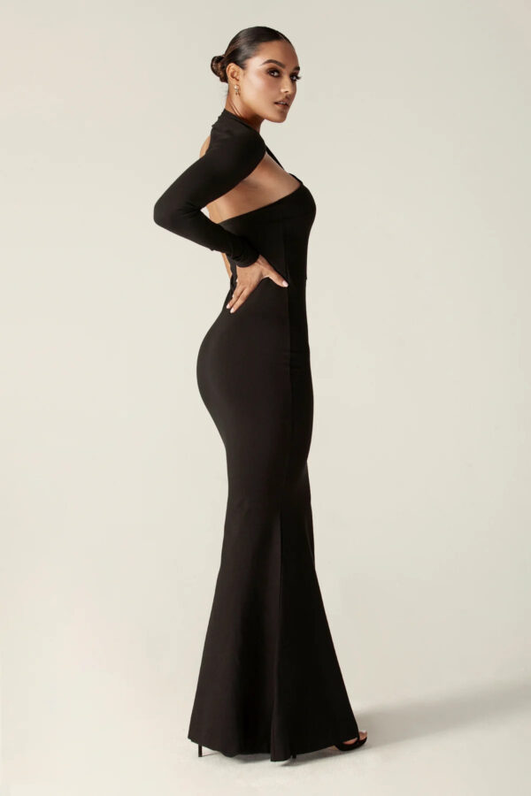 Lilux One Shoulder Modern Maxi Dress (Black) - Image 6