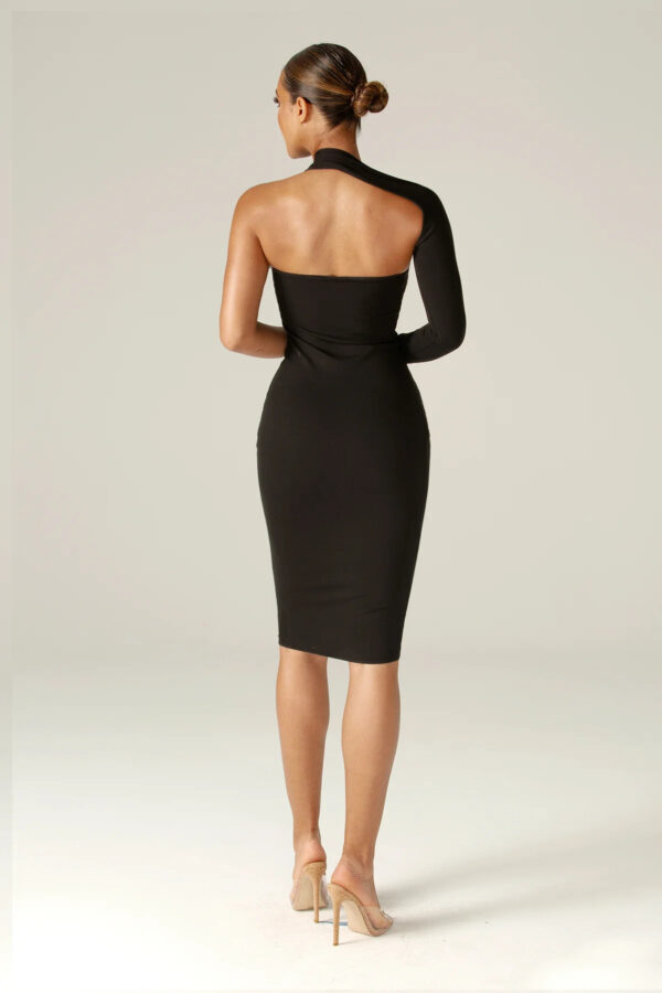 Dasha Modern Midi Dress (Black) - Image 4