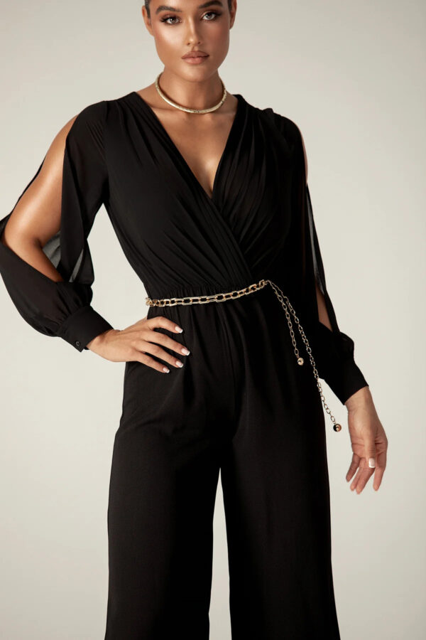 Serah Crepe Slit Sleeves Jumpsuit (Black) - Image 5