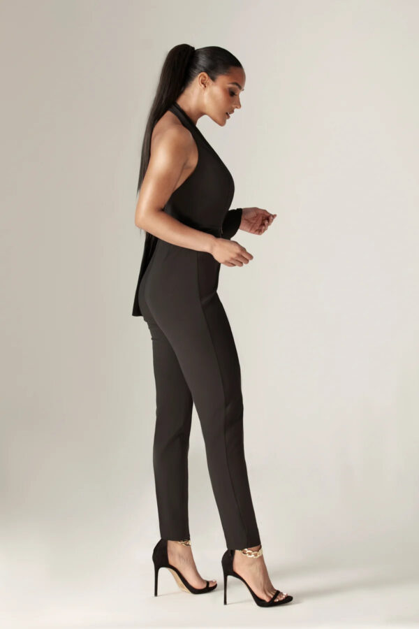 Lyla Crepe Slit Sleeves Jumpsuit (Black) - Image 5