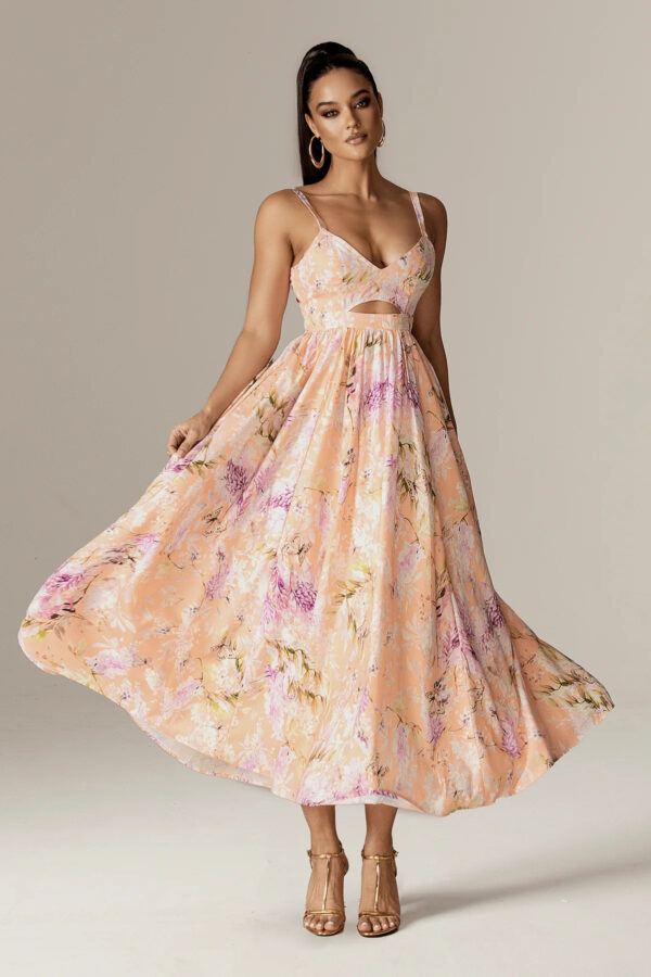 Sione Cutout Midi Dress (Coral Butterfly Meadow) - Image 6