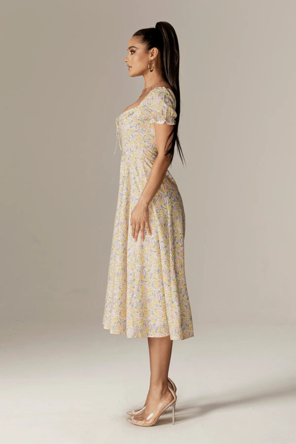 Kentra Sweetheart Puff Sleeves Midi Sundress (English Garden) - Image 4