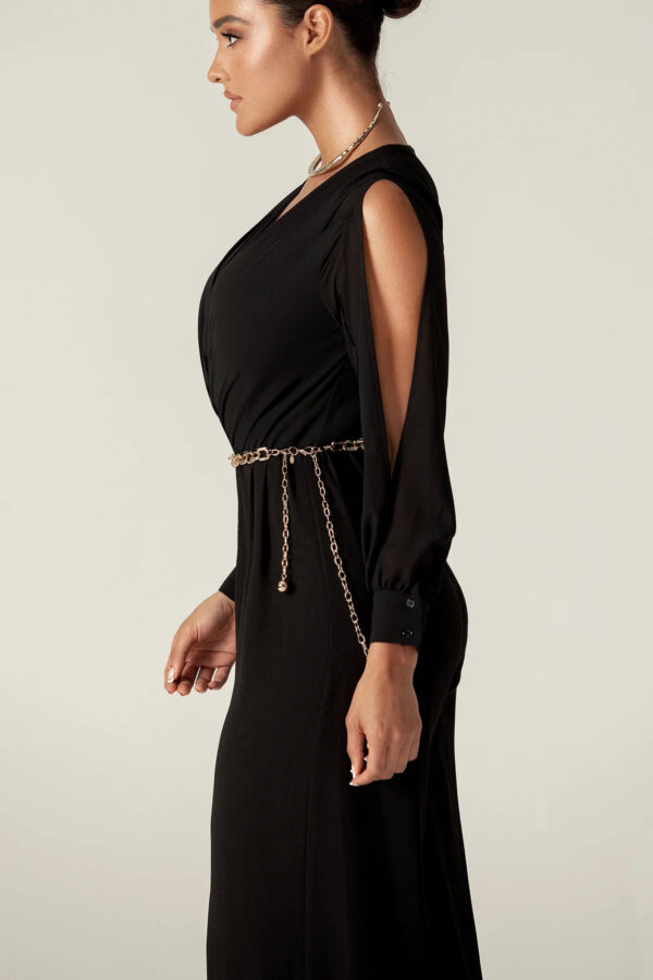 Serah Crepe Slit Sleeves Jumpsuit (Black) - Image 4