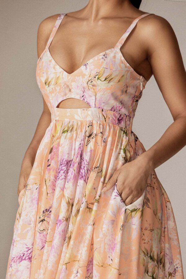 Sione Cutout Midi Dress (Coral Butterfly Meadow) - Image 5