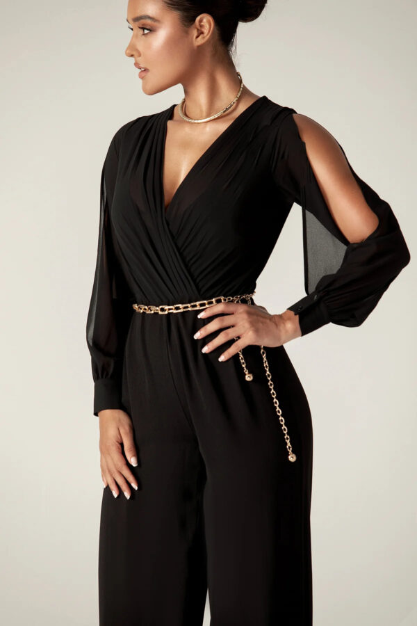 Serah Crepe Slit Sleeves Jumpsuit (Black) - Image 3