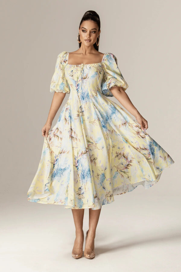 Altha Floral Print Corset Mini Dress (Blush Swirl) - Image 3